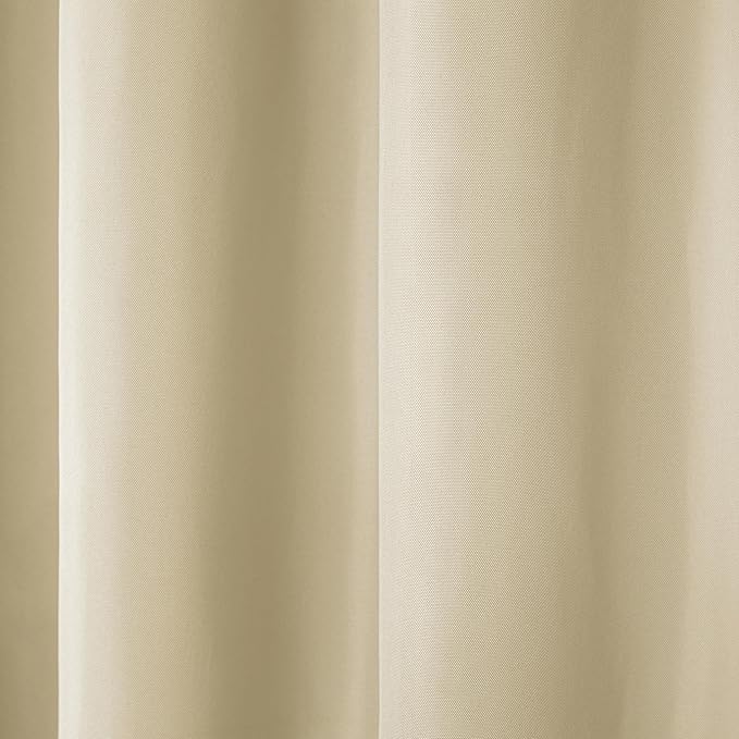 TOWN & COUNTRY BASICS Cabana Solid Heavyweight Indoor Outdoor Curtains, Light Filtering Opacity with Grommet Top, Water Repellent, 2-Pack Set, 54"x96", Natural