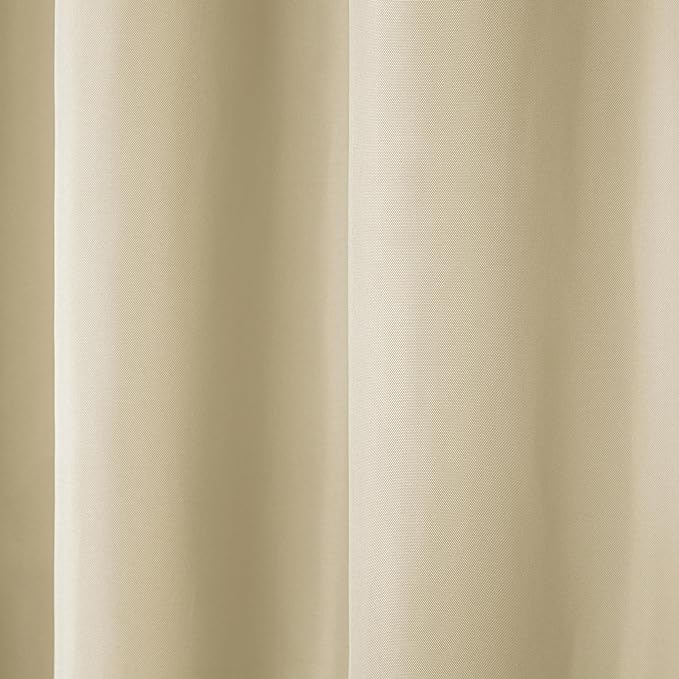 TOWN & COUNTRY BASICS Cabana Solid Heavyweight Indoor Outdoor Curtains, Light Filtering Opacity with Grommet Top, Water Repellent, 2-Pack Set, 54"x120", Natural
