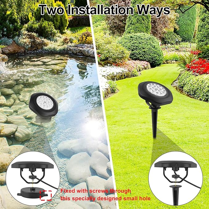 Solar Pond Lights, 18 LED Super Bright RGB LED Underwater Spotlights Color Changing Submersible Pond Light IP68 Waterproof Fountain Lights for Fish Aquarium Tank Garden Yard Pool (3-in-1)