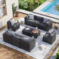 Aoxun 10 Piece Patio Furniture Set Wicker Rattan Patio Sectional Sofa Set Outdoor Seating Furniture with Thickened Cushion, Grey
