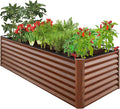 Best Choice Products 8x4x2ft Outdoor Metal Raised Garden Bed, Deep Root Planter Box for Vegetables, Herbs & Flowers, 478-Gallon Capacity, 100% Non Toxic Materials - Wood Grain