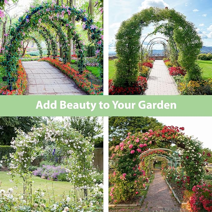 RUBFAC 94" Garden Arch Trellis for Climbing Plants Outdoor, Metal Arch Frame Garden Arbors and Arches, Outdoor Archway for Flower Vines Wedding Bridal Party Decoration, Black