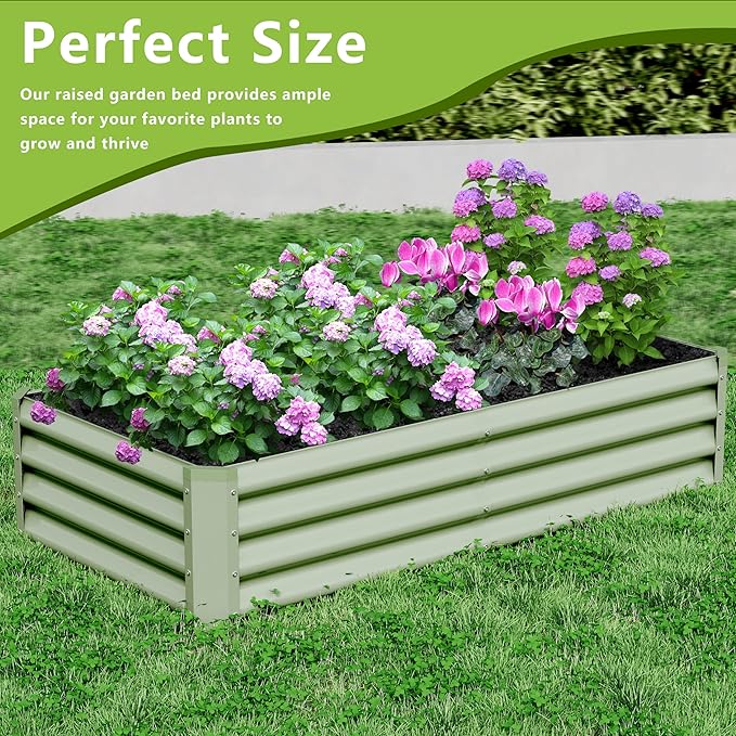2PCS 4x2x1FT Galvanized Raised Garden Bed, Galvanized Planter Raised Garden Boxes Outdoor, Large Metal Raised Garden Beds for Vegetables-Green