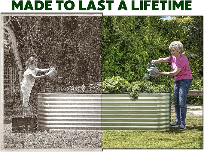 Plant & Plot Galvanized Raised Garden Beds Outdoor // 6×2×2 ft Planter Raised Beds for Gardening, Vegetables, Flowers // Large Metal Garden Box (Silver) // Patented Tool-Free Design