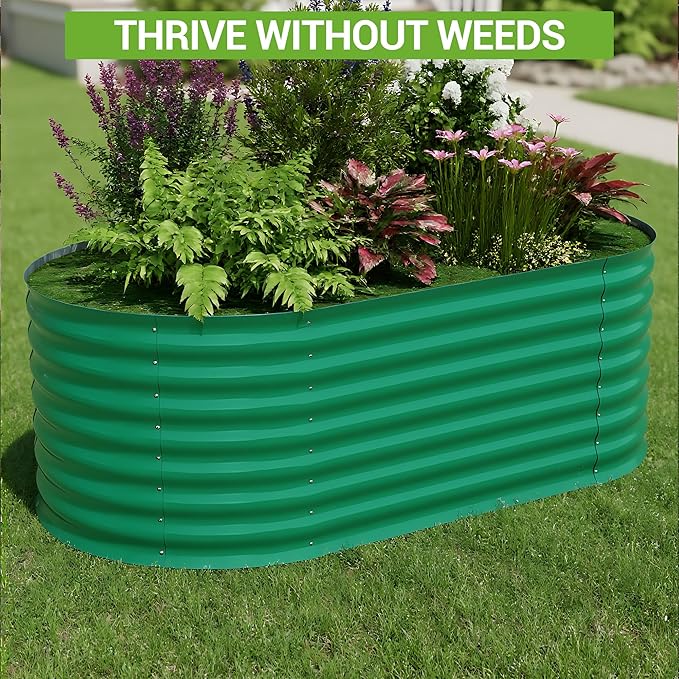 Garvee 6x3x2 ft Galvanized Raised Garden Bed Outdoor, 24 in Tall Metal Planter Box for Flowers Vegetables, Rust-Resistant Raised Garden Beds for Gardening, Easy Assembly Outdoor Garden Box & Planters