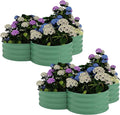 GarveeLife 2-Pack Galvanized Raised Garden Bed – Rust-Resistant Petal-Shaped Outdoor Planter Box with Open Base for Herbs, Veggies & Flowers, Ground-Connected Design for Deep Root Growth,Green