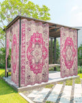 Pink Bohemian Outdoor Curtains for Patio Waterproof, Grommet Privacy Curtain Drapes Weatherproof Outside Curtains for Porch GazeboPergola Cabana 2 Panel 54x84inch Medallion Floral Geometric Printed
