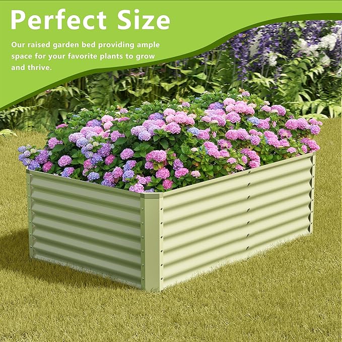 4x2x2FT Galvanized Raised Garden Bed,Galvanized Planter Boxes Outdoor, Large Metal Raised Garden Beds for Vegetables-Green