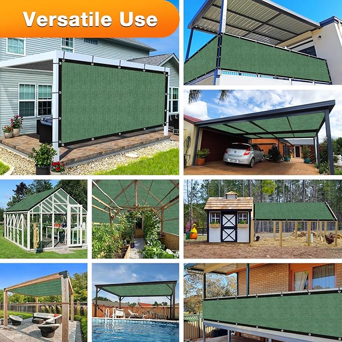Artpuch Outdoor Pergola Shade Cover 7' X 15' Sun Shade Cloth with Grommets, 90% UV Protection Canopy Patio Privacy Screen (Customized Available) GN107, Green