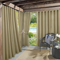 Sun Zero Marina Indoor/Outdoor UV Protectant Energy Efficient Grommet Curtain Panel, 54" x 84", Khaki