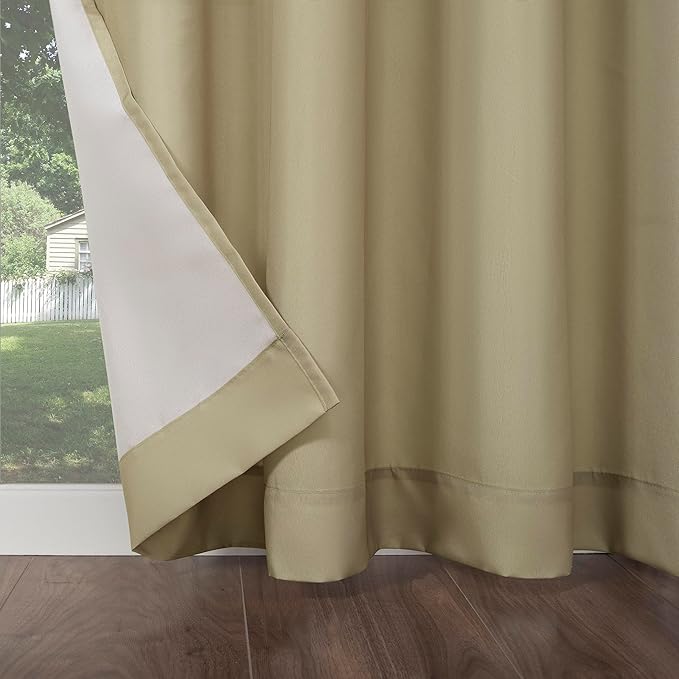Sun Zero Marina Indoor/Outdoor UV Protectant Energy Efficient Grommet Curtain Panel, 54" x 84", Khaki