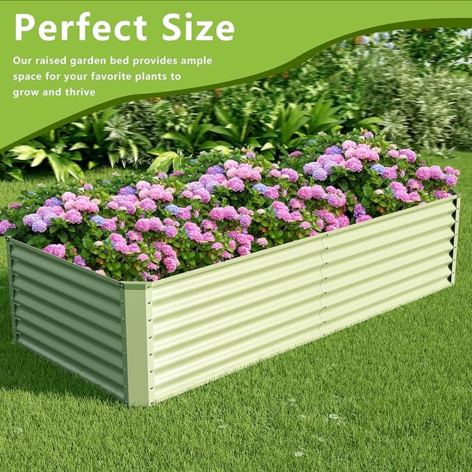 8x2x2FT Galvanized Raised Garden Bed,Galvanized Planter Boxes Outdoor, Large Metal Raised Garden Beds for Vegetables-Green