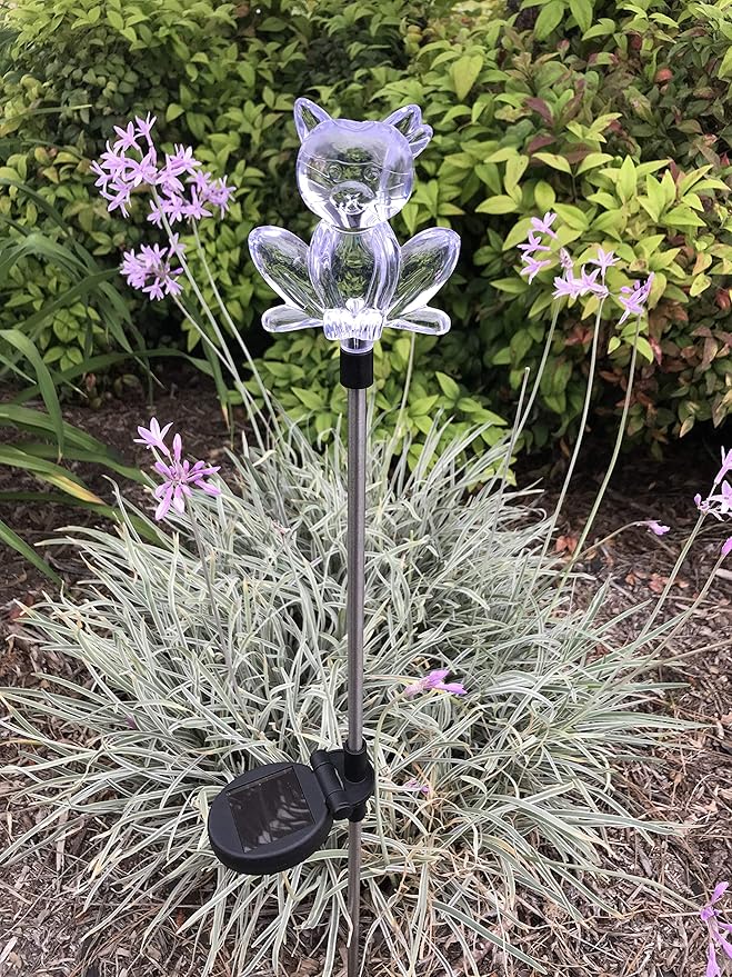 Solar Garden Stake Lights with Color Changing LED or Regular White LED Landscape Path Lights (Set of 2) (cat)