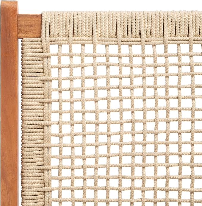 SAFAVIEH Outdoor Collection Kobina Natural Acacia Wood/Natural Rope Foldable Bench (Fully Assembled)