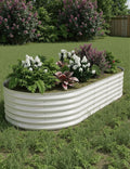GarveeLife 8x4x1.5 ft Galvanized Raised Garden Bed - 18“ Tall Metal Planter Box for Vegetables, Flowers, Herbs, Rust-Resistant Outdoor Garden Box, Easy Assembly Raised Beds for Gardening, Beige