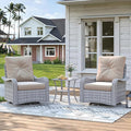 2-Seat Modern Patio Furniture Set with Swivel Rocking Chairs, Thick 4″ Cushions, Dual-Strand Wicker Rattan, Rust-Resistant Steel Frame – Outdoor Conversation & Modular Sectional,Beige