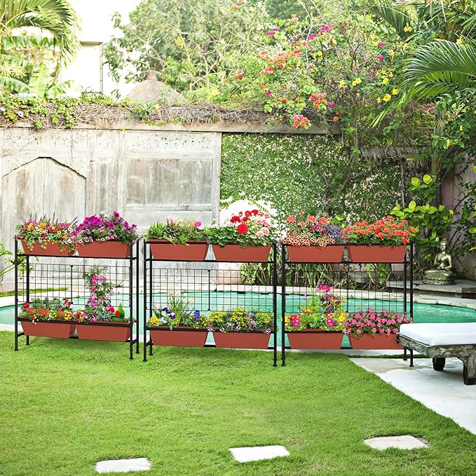 Raised Garden Beds with Legs, Elevated Planter Box Outdoor for Vegetables, Flowers, Herbs, Indoor Standing Garden Bed with Drainage Holes for Backyard Patio Gardening, Red