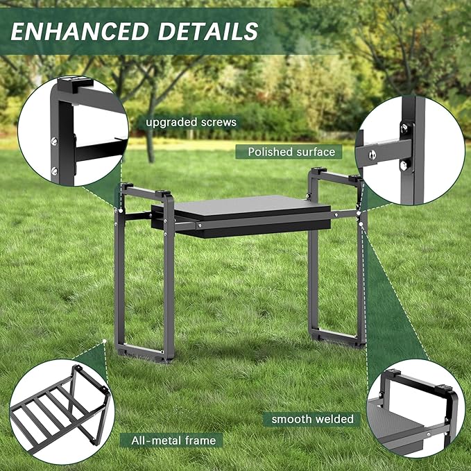 FLINTER Garden Kneeler and Seat, 10.2" Wider Heavy Duty Thick Gardening Bench for Kneeling and Seat - Multifunctional Kneeler Bench, Gardening Gifts for Women, Seniors Grandparents, Black
