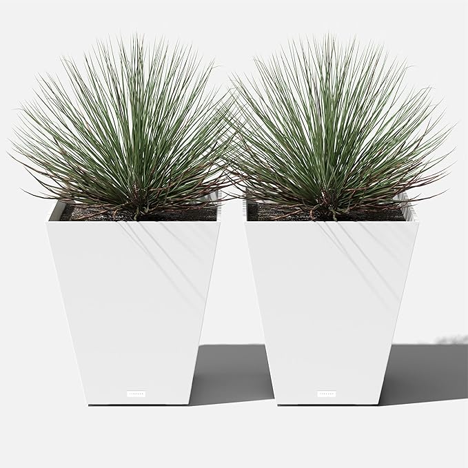 Veradek Pure Series Nobleton Plastic Planter - Large Pots for Indoor or Outdoor Porch/Patio | Durable All-Weather Use with Drainage Holes | Modern Planter Décor for Flowers, Shrubs, Trees