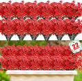 22 Pack Artificial Flowers Outdoor Fake Plants, Faux Flowers UV Resistant with Plastic Plants, Faux Silk Flowers for Outdoors Outside Front Porch Hanging Planter Window Box Garden Decoration(Red)