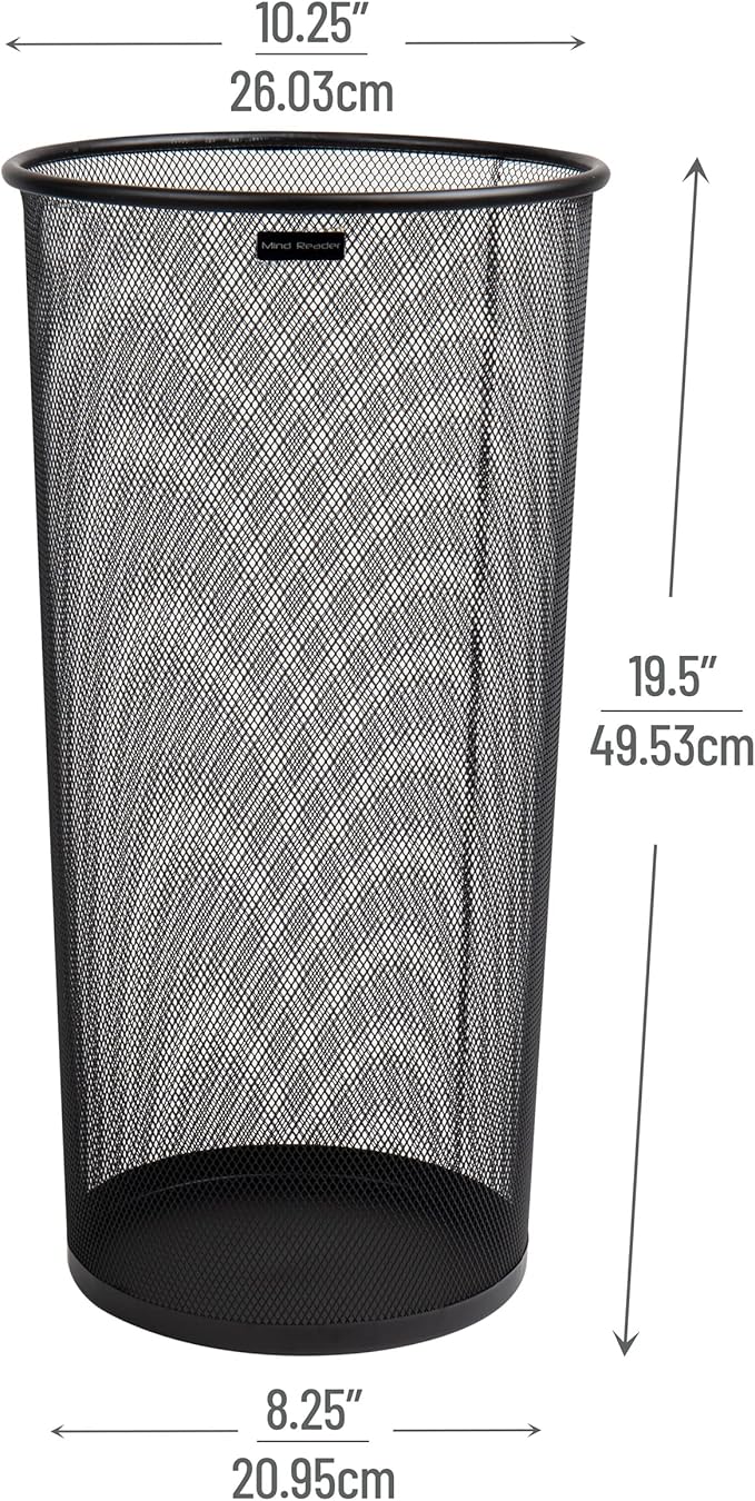 Mind Reader Umbrella Stand, Multi-Purpose Mesh Storage Stand, Organizer for Office and Entryway, Metal Mesh, Black