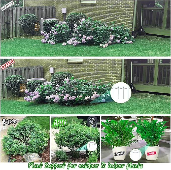 8 Pack Half Round Snake Plant Support Stakes Sets - Strong Plant Support and Cage, Durable Houseplant Stakes, Plant Support Ring for Indoor and Outdoor Plants, Such as Aloe, Peony, Hydrangea, ZZ