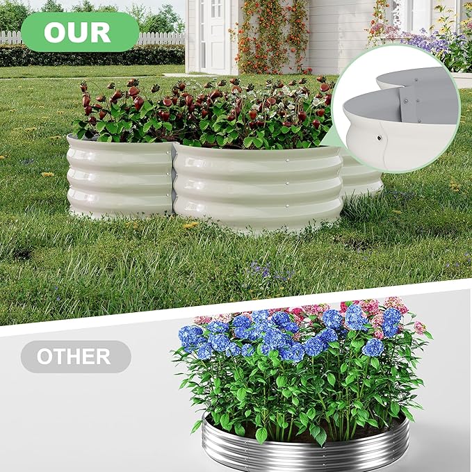 Garvee 2 Pack Galvanized Raised Garden Bed, Outdoor Planter Box with Open Base for Herbs, Veggies & Flowers. Rust-Resistant Raised Garden Beds, Ground-Connected Design for Deep Root Growth