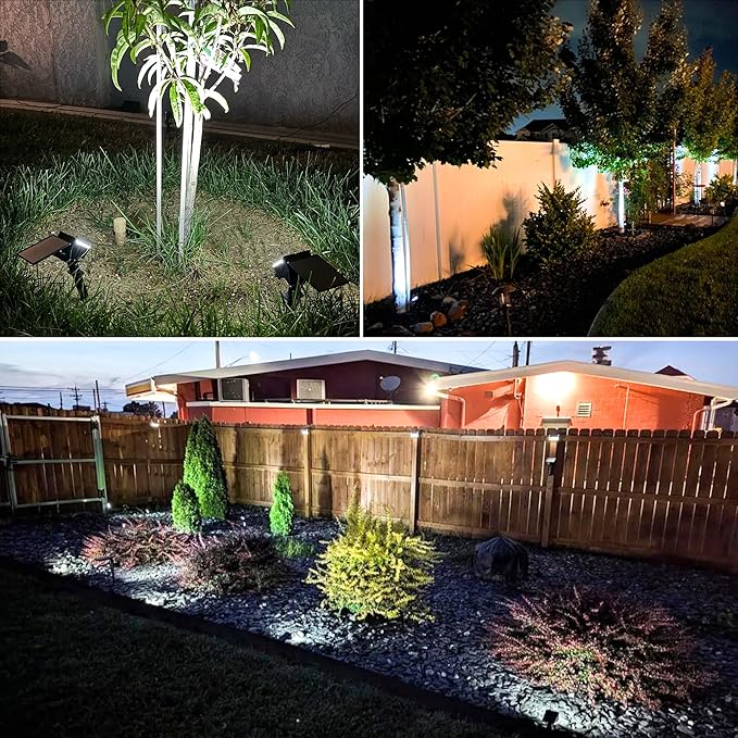 VOLISUN Solar Spotlight Outdoor, IP67 Waterproof Solar Landscape Spot Lights，Uplights for Yard Garden Pathway - 2 Pack (Cool White) 27 LED 3 Lighting Modes