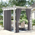 NICETOWN 2 Panels Waterproof Patio Outdoor Curtains 95 inches Long, Thermal Insulated Sun & Heat Blocking Privacy Blackout Extra Wide Outdoor Indoor Window Drapes for Porch/Garage, Grey, W84 x L95