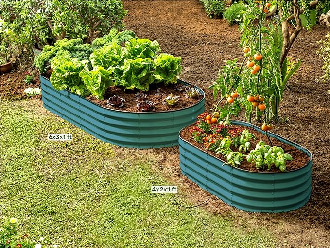 Plant & Plot Galvanized Raised Garden Beds Outdoor // 6×3×1 ft (2-Pack) Planter Raised Beds for Gardening, Vegetables, Flowers // Large Metal Garden Box // Patented Tool-Free Design (Turquoise)