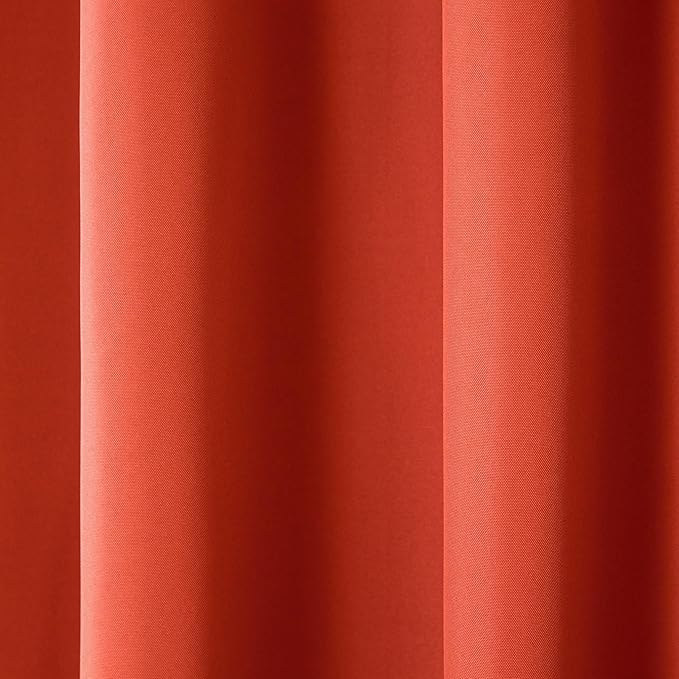 Town & Country Basics Cabana Solid Heavyweight Indoor Outdoor Curtains, Light Filtering Opacity with Grommet Top, Water Repellent, 2-Pack Set, 54"x63", Mecca Orange