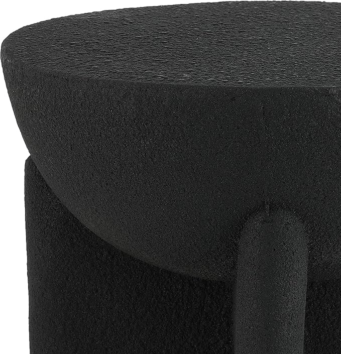 JONATHAN Y TBL1109A Brady 16.25" Minimalist Modern Drum Indoor/Outdoor Accent Table Contemporary, Mid-Century, Art Deco, Bohemian, Patio, Garden, Bathroom, Living Room Black Frosted