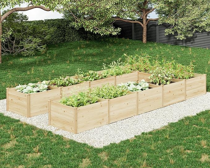 AMERLIFE U-Shaped Raised Garden Bed, 7.5Wx15Dx1.6H Free Combination Outdoor Wooden Raised Garden Bed Planter with 19.6" Depth Planter Box
