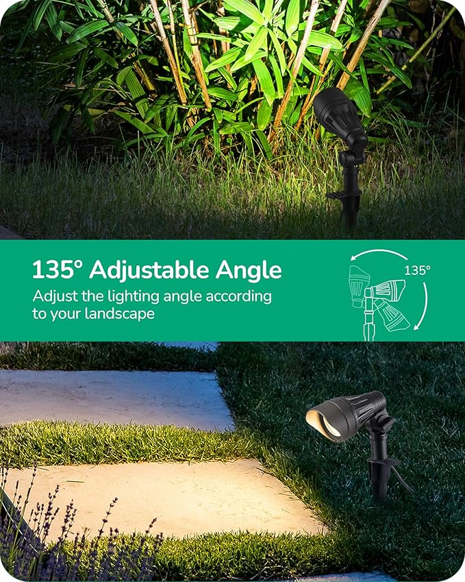 EDISHINE Low Voltage LED Landscape Lights with 35° Beam Angle, 3.2W 240LM 3000K Outdoor Landscape Lighting, CRI 80, Waterproof SpotLights for Trees, House, Yard, Garden, ETL Listed, 4 Pack