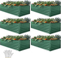 YITAHOME 6pcs 6x3x2 ft Galvanized Raised Garden Bed Kit, Large Metal Planter Box with Gloves & Support Rod, Outdoor Flower Bed for Plants Vegetables, Green