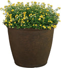 Sunnydaze 20-Inch Anjelica Large Plastic Pot for Plants - Outdoor Double-Walled Large Plastic Planter with Drillable Drainage Holes - Rust