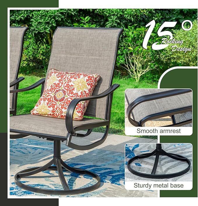 Sophia & William Patio Dining Set 5 Pieces, 4 x Patio Dining Chairs Textilene with 1 Round Patio Dining Metal Table 44" with Umbrella Hole Outdoor Furniture Set for Lawn Garden