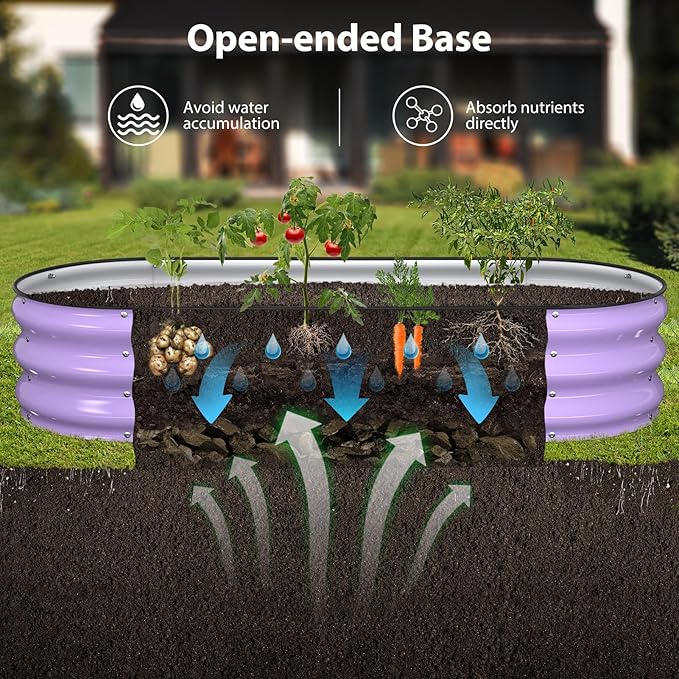 Raised Garden Bed Kit, 5x2x1 ft Galvanized Planter Box Outdoor with Safety Edging, Large Metal Raised Beds for Gardening Vegetables Flower Fruits (Provence Purple)