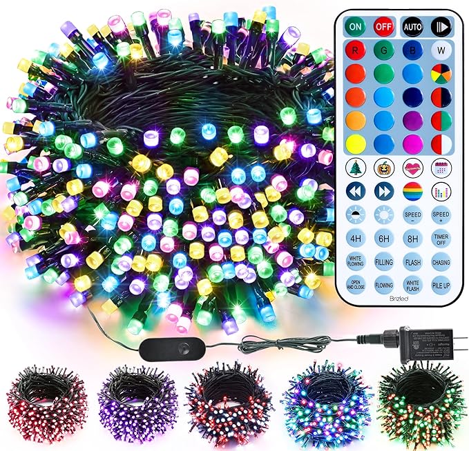 Brizled Color Changing RGB Christmas Lights, 66ft 200 LED Easter String Lights Music Sync, 120+ Modes Remote Dimmable Outdoor Mini Tree Light Indoor Plugin for St Patrick's Day Xmas Halloween