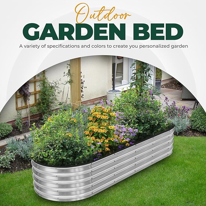 Utopia Home Galvanized Raised Garden Bed, 6 by 2 by 1 feet Lightweight Planter Boxes Outdoor with Easy Assembly, Large Garden Bed for Vegetables, Fruits, Flowers, Silver