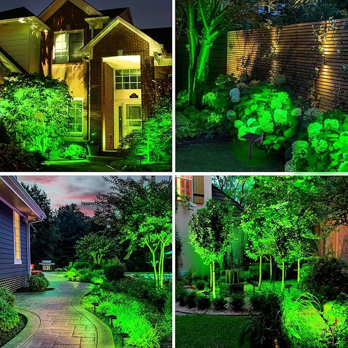 T-SUN Green Solar Spot Lights Outdoor 4 Pack, 49 LED 2 Lighting Modes, IP65 Waterproof Landscape Spotlights, 2 in 1 Auto On/Off Solar Lights for Yard, Garden, Driveway, Pathway