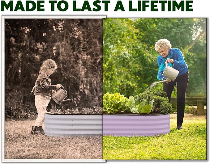 Plant & Plot Galvanized Raised Garden Beds Outdoor // 4×2×1 ft (2-Pack) Planter Raised Beds for Gardening, Vegetables, Flowers (Lavender) // Large Metal Garden Box