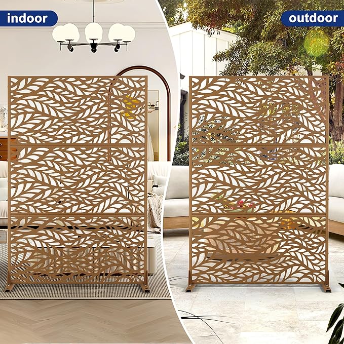 Outdoor Privacy Screen,72" H×47" W Metal Privacy Screen, Freestanding Privacy Fence Panels for Patio
