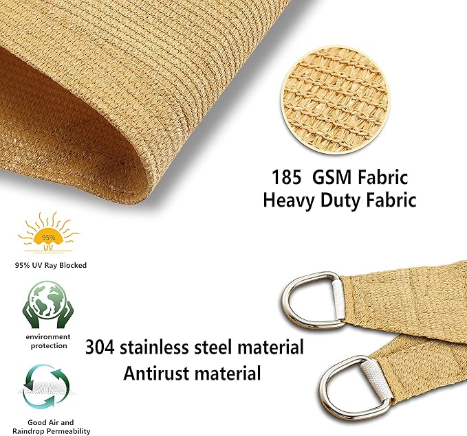 Tronssien Rectangle 16'x20' Sun Shade Sail,95% UV Blockage Canopy Awning for Outdoor Patio and Garden, Yard Activities
