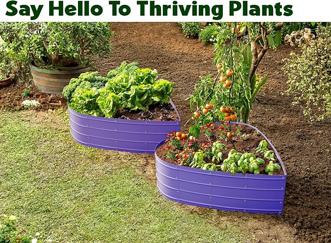 Plant & Plot Galvanized Raised Garden Beds Outdoor // Planter Raised Beds for Gardening, Vegetables, Flowers // Large Metal Garden Box (Purple) // Tool-Free Assembly
