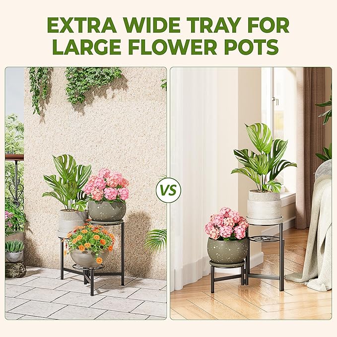 Tiered Plant Stand Outdoor 3 Tier Indoor Metal Flower Shelf for Multiple Plants Corner Tall Flower Holders for Patio Garden Living Room Balcony Bedroom Black Diamond