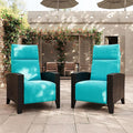 IDEALHOUSE Wicker Outdoor Recliner Reclining Patio Chairs with Adjustable Back & Footrest 150° Lay-Flat Reclining with Air Pump Rattan Flip-Up Side Table Outdoor Lounge Chairs for Pool Deck Balcony
