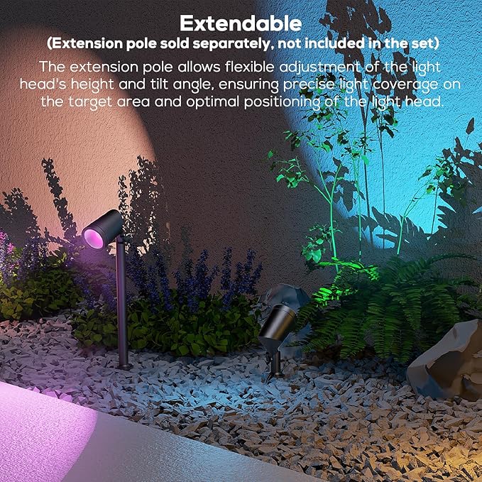 SUNTHIN 8 Pack 36W Smart Landscape Lights, RGBW Color Changing Landscape Lights with Remote, Work with Alexa and Google Home, IP65 Waterproof, for Garden, Yard, Lawn, Wall, Tree, Fence (4.5W/Light)