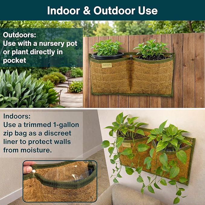 Vertical Garden Planter, 4 Pocket, Vertical Planter, wall planters for Outdoor Plants, Plant wall, Hanging planters for Indoor Plants, for Herbs, Patio Decor, Balcony Decor, Indoor Garden