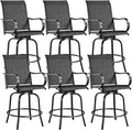 Yaheetech Patio Swivel Barstools Outdoor Chairs Set of 6, High Bistro Stools Outdoor Furniture, All-Weather Patio Stools for Outside, Beach, Lawn, Poolside and Garden, Black